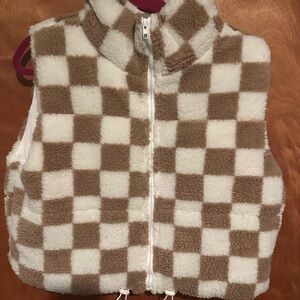 Checkered Brown and Cream Women's Vest
